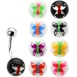 14 Gauge 8 Butterfly Ball Interchangeable Belly Ring Pack