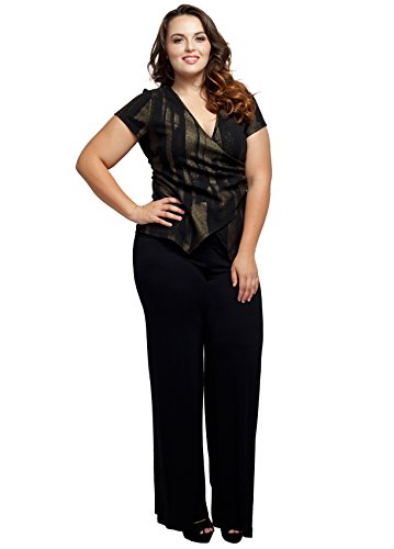 Stylzoo Women's Plus Size Stretchy Comfy Palazzo Solid Color Pants