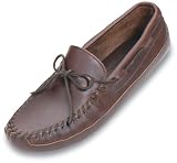 Men's Minnetonka Moccasins Ruff Leather Double Bottom Softsole Moc Brown