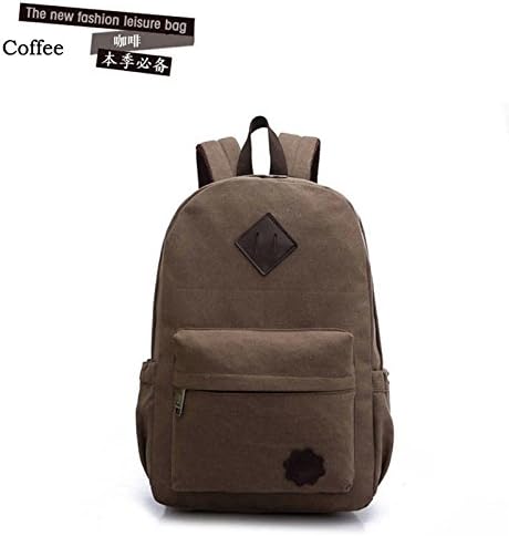 Men's Vintage Canvas Backpack Rucksack Laptop Shoulder Bag Travel Camping Bag - Coffee