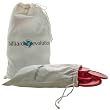 5 Red Round Air Hockey Pucks in Drawstring Storage Bag