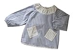 BABY tree こども 後ろ開き 防水 長袖 スモック (100, 水色)