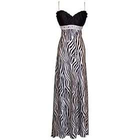 Zebra Satin Beaded Formal Gown Prom Dress