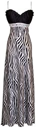 Zebra Satin Beaded Formal Gown Prom Dress