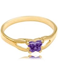 14k Yellow Gold ChildS February Violet Cubic Zirconia Birthstone Ring - Bfly