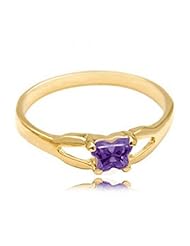 10k Yellow Gold ChildS February Violet Cubic Zirconia Birthstone Ring - Bfly