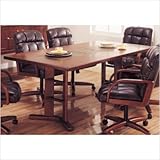 Hillsdale Frankfort Slate Top Casual Dining Table in Medium Brown Finish