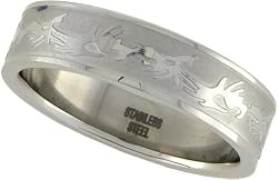 StainlessSteel5/16in.(8mm)TribalInspiredDesignBand(AvailableinSizes7to14),size8