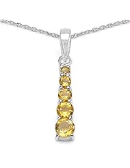 0.60 Carat Genuine Citrine Sterling Silver Pendant Necklace. 18"