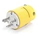 Woodhead 2848 Super-Safeway Plug, Industrial Duty, Locking Blade, 2 Poles, 3 Wires, NEMA L6-30 Configuration, Rubber, Yellow, 30A Current, 250V Voltage