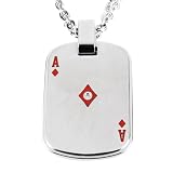 41Bb1TkBHvL. SL160  Stainless Steel Ace of Diamonds Dog Tag with Cubic Zirconia Pendant, 20 Reviews