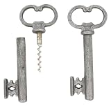 HomArt Skeleton Key Bottle Opener and Cork Pull Antique Silver