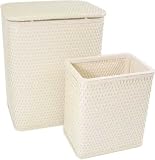 Redmon Chelsea Hamper and Matching Wastebasket Collection, White