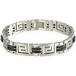 Men's Stainless Steel 13mm Greek Key Rubber Link Bracelet 9"