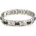Men's Stainless Steel 13mm Greek Key Rubber Link Bracelet 9"