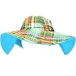 New Cotton Plaid Madras Floppy Beach Hat Green Reverse Blue