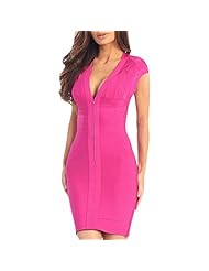 V-neck Nylon/Rayon/Spandex Cocktail Backless Stretchy Bandage Dress/Bodycon Dress/Club Dress/Evening Dress/Wedding Dress 