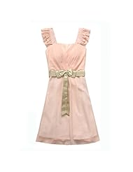 Plus Size Chiffon Cocktail Knee Length  Shirred  Bridesmaid Dress/Mini Dress  With a Bow(s) and Ruffles