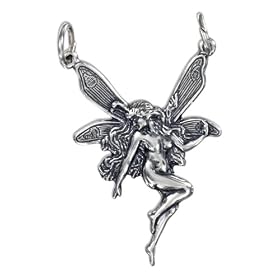 STERLING SILVER ANTIQUED FLAT FAIRY CHARM