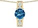 2.05 cts 925 Sterling Silver 14K Yellow Gold Plated Genuine Round Blue Topaz Pendant
