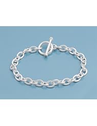 Sterling Silver Charm Link Bracelet With Toggle Lock