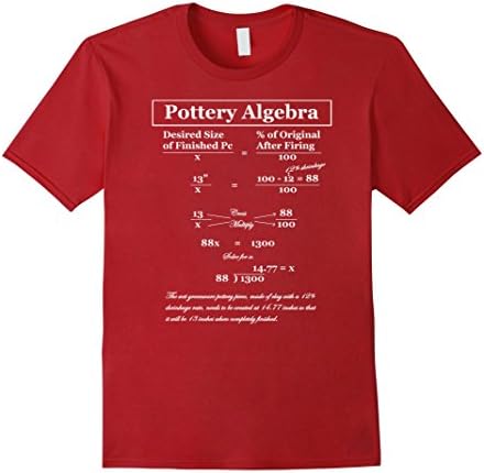 Men's Pottery Algebra For Clay Shrinkage Tee Shirt 3XL Cranberry