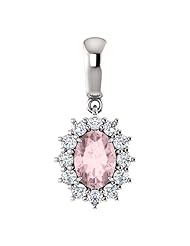 Platinum 7.00x5.00mm Oval Cut Morganite and Diamond Pendant -- LIFETIME WARRANTY