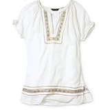 Short-Sleeve Embroidered Gauze Tunic