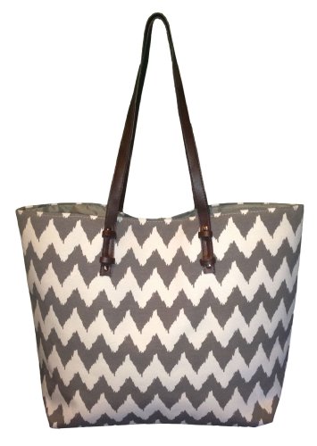 X-Large Chevron Print Canvas Beach Bag Tote - 22