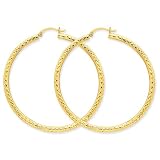 10k Diamond-Cut 3mm Round Hoop Earrings