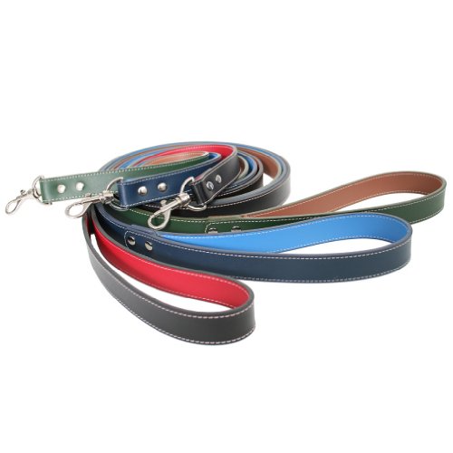 Royce Leather 3003-BL-RD-6 6 Feet Dog Leash - Black Exterior with Red Interior