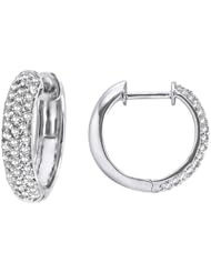 10k Gold Round-Cut Pave Diamond Hoop Earrings (1/2 cttw, H-I Color, I2-I3 Clarity)
