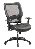 41BbSHjKO1L. SL160  Professional Matrex Back and Leather Ergonomic Chair with Adjustable Arms and Gunmetal Finish Base By Office Star