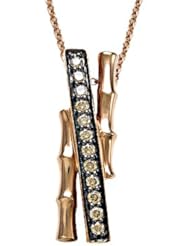 Carlo Viani® Smokey Quartz Bamboo Pendant in 14k Yellow Gold Plated Silver