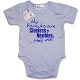 Dirty Fingers - My Parents are Clueless Newbies Help Me! - Baby & Toddler Short Sleeve Bodysuit / BabyGrow, 6-12 months, Blue