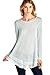 12 Ami Solid Long Knit Chiffon Hem Tunic Top Light Blue XXL