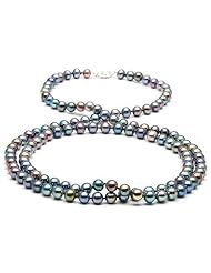 Black Freshwater Pearl Necklace: 6-7mm, 36" AAA
