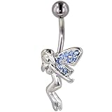 Light Blue Crystal Fairy Princess Dangle Belly Ring