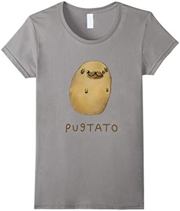 Women's Pugtato - Funny Cute Dog T-Shirt Small Slate