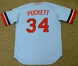 KIRBY PUCKETT Minnesota Twins 1987 Majestic Cooperstown Throwback Baseball Jersey, MEDIUM