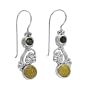 Sterling Silver Gold Druzy and Smoky Quartz Dangle Earrings By Sajen
