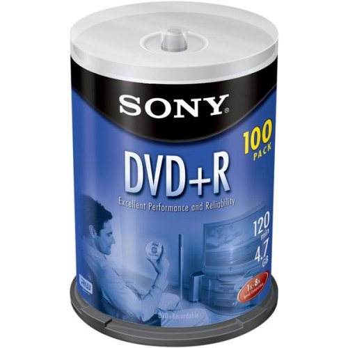 Sony DVD+R Recordable Storage Spindle (4.7GB) 100 Disc