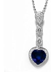 18K White Gold Sapphire and Diamond Pendant -- LIFETIME WARRANTY