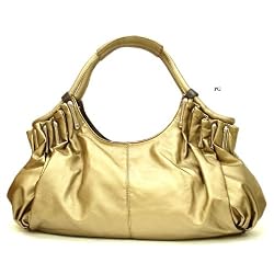 Oversized Pleated Handbag - Gold