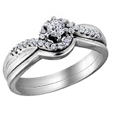 Diamond Engagement Ring and Wedding Band Set 3/10 Carat (ctw) in 14K White Gold