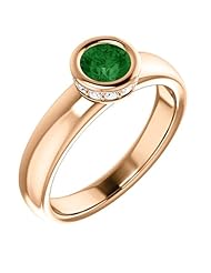 18K Rose Gold 5.00mm Round Cut Chrome Tourmaline and Diamond Ring -- LIFETIME WARRANTY