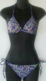 Juniors - Purple/Lime Foil 2 PC Bikini Swimsuit Triangle Top/String Bottom. By In Gear. Adjustable ties. Sizes S-M-L.
