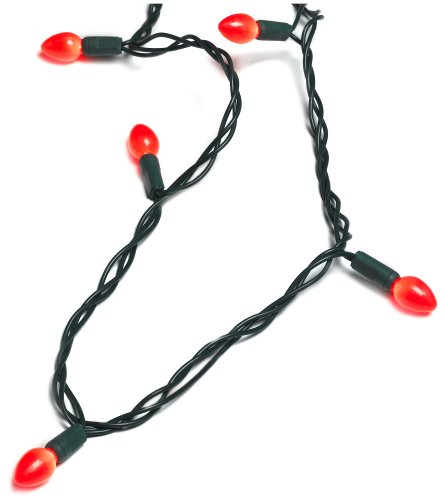 GKI Bethlehem Lighting 35-Light Pearlized C5 LED Light Set, Red Bulbs, Green Wire
