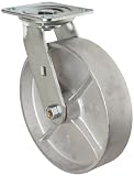 RWM Casters 45 6″ Diameter Urethane on Iron Wheel Kingpin Medium Duty Swivel Plate Caster with Roller Bearing, 4-1/2″ Length X 4″ Width Plate, 1200 lbs Capacity Range