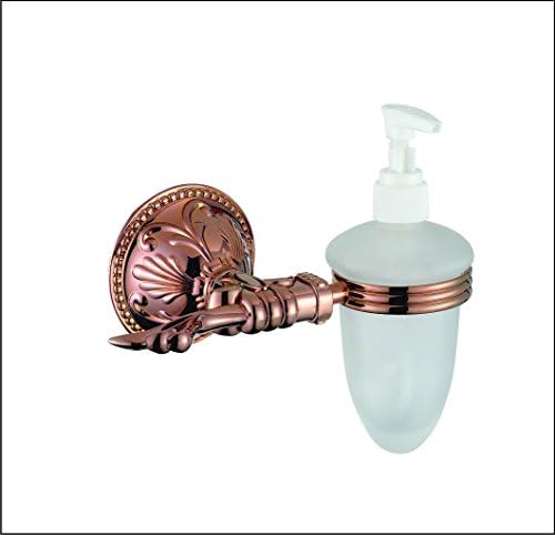 YIT Bathroom Soap &amp; Lotion Dispenser with Frosted Bottle and Brass Holder in Polished Rose Gold Finish
